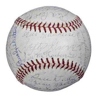 1937 All-Star Team Signed OAL Cronin Reunion Baseball With 34 Signatures Including Grove, Waner, Mize & Rolfe (PSA/DNA)